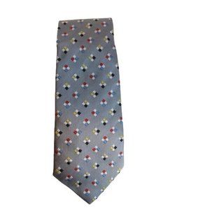 Turnbull & Asser Neiman Marcus Hand Made 100% Silk Neck Tie Gray Geometric